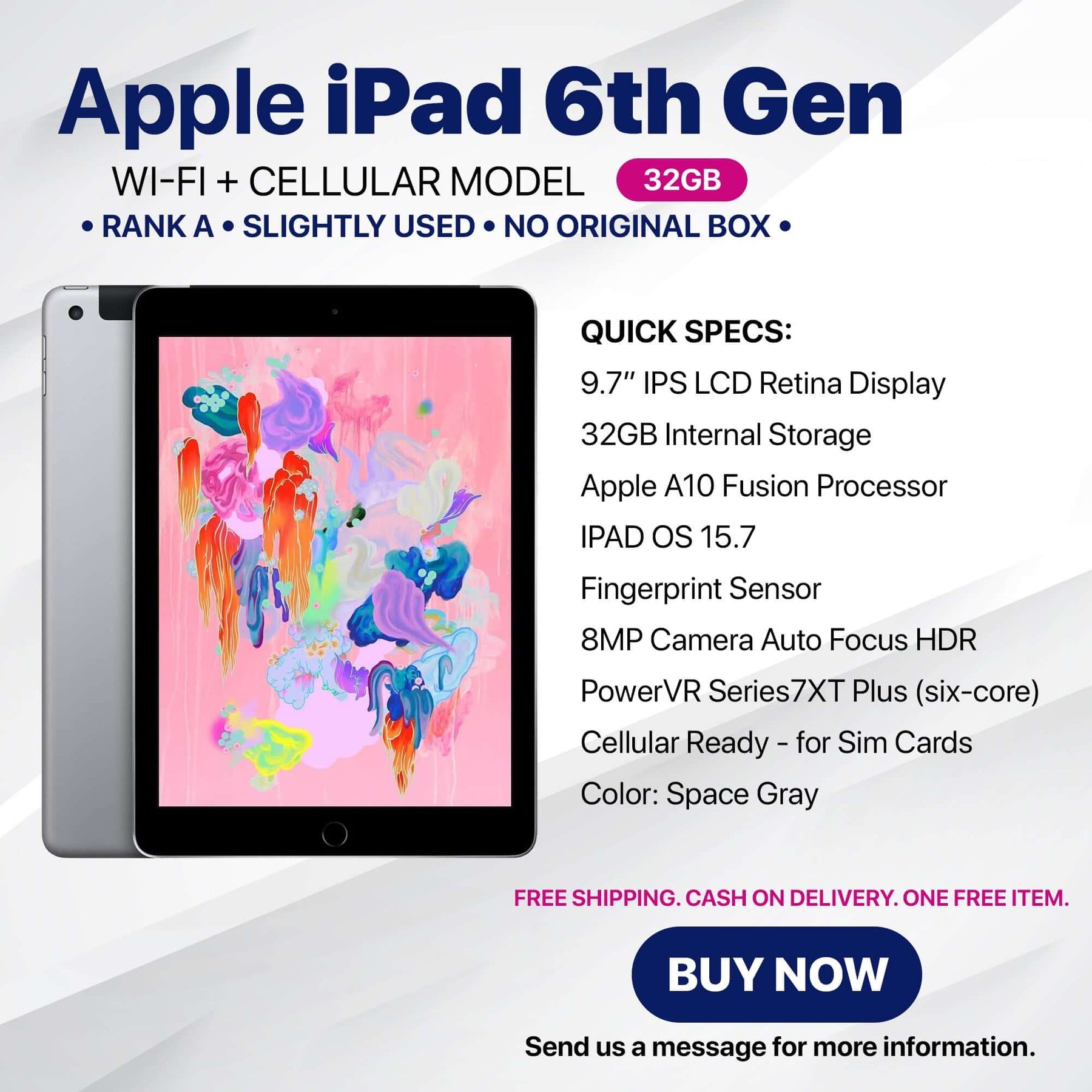 iPad 6 Gen Wi-Fi + Cellular 32GB Gray Mash Up R Co.,